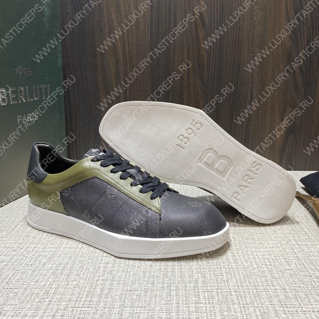 BERLUTI PLAYTIME SNEAKER BLACK AND KHAKI S6163-V31