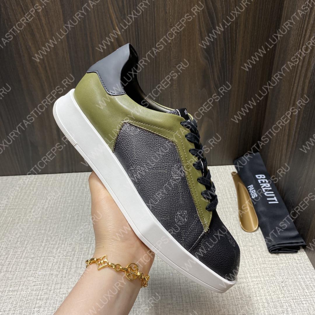 BERLUTI PLAYTIME SNEAKER BLACK AND KHAKI S6163-V31