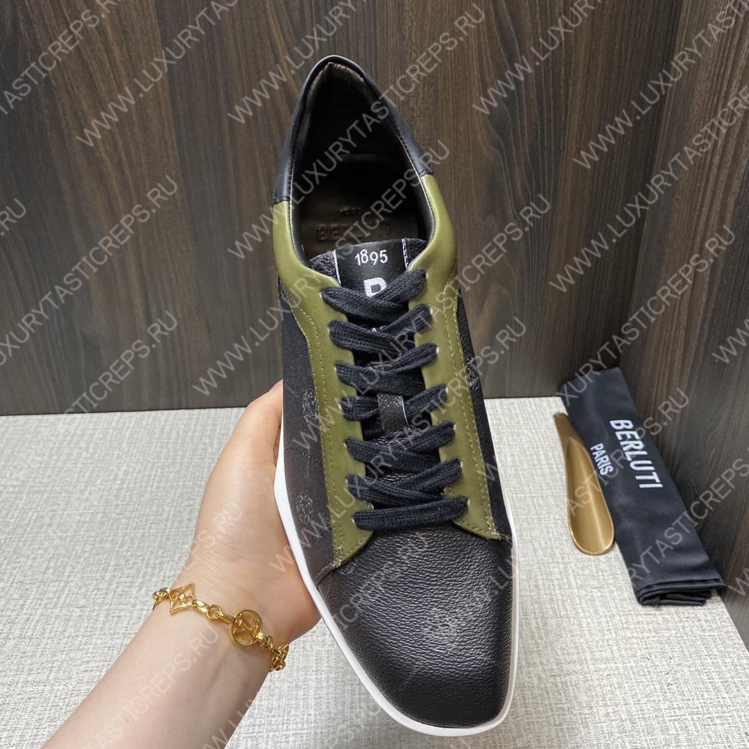 BERLUTI PLAYTIME SNEAKER BLACK AND KHAKI S6163-V31