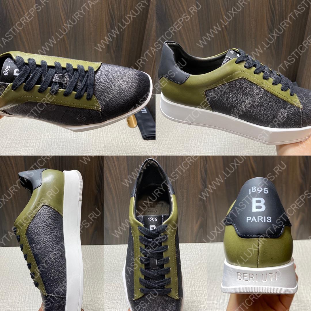 BERLUTI PLAYTIME SNEAKER BLACK AND KHAKI S6163-V31