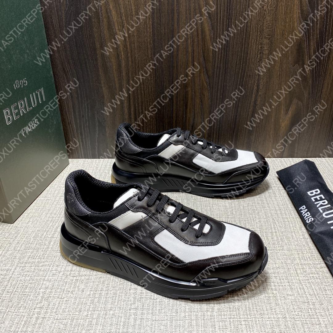 BERLUTI SHADOW KNIT SNEAKER BLACK AND WHITE S6132-Z5