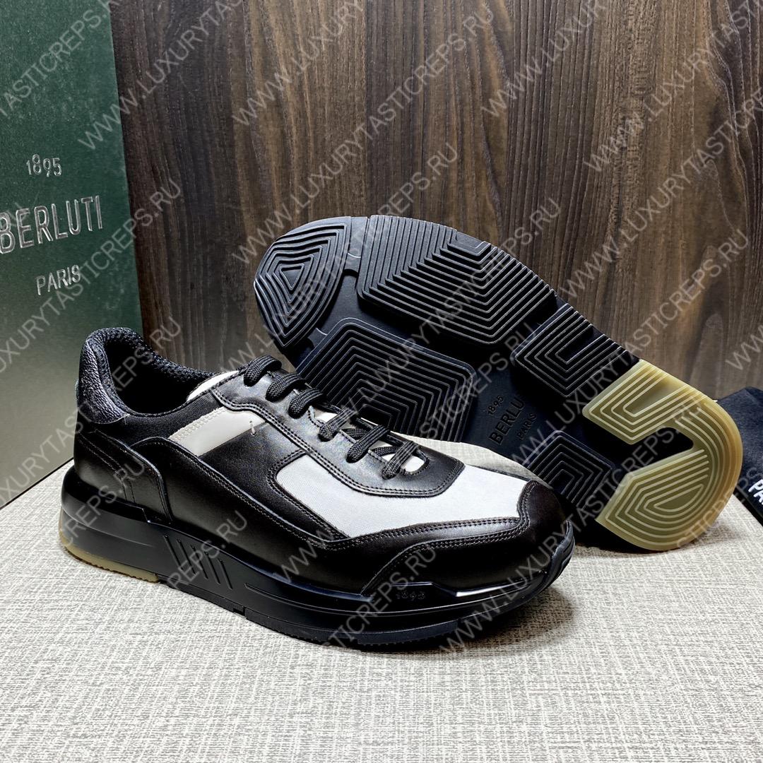 BERLUTI SHADOW KNIT SNEAKER BLACK AND WHITE S6132-Z5