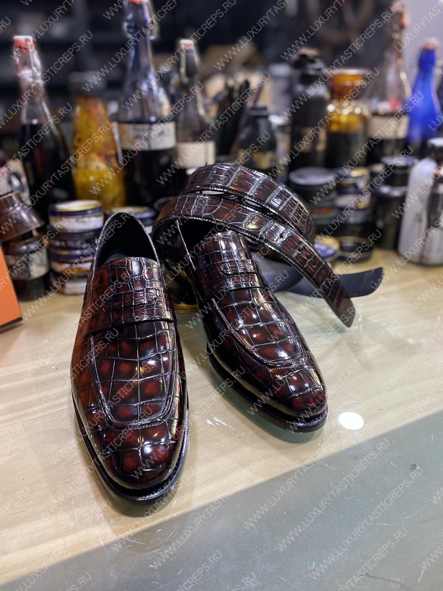 BERLUTI ALESSANDRO DEMESURE ALLIGATOR OXFORD MAROON S1412-E2