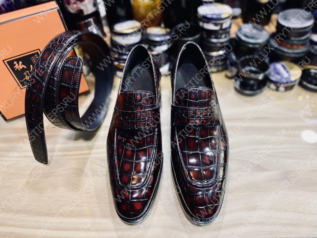 BERLUTI ALESSANDRO DEMESURE ALLIGATOR OXFORD MAROON S1412-E2