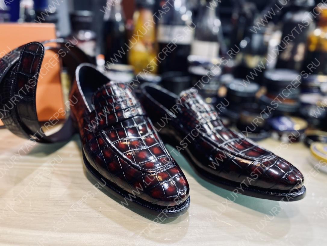 BERLUTI ALESSANDRO DEMESURE ALLIGATOR OXFORD MAROON S1412-E2