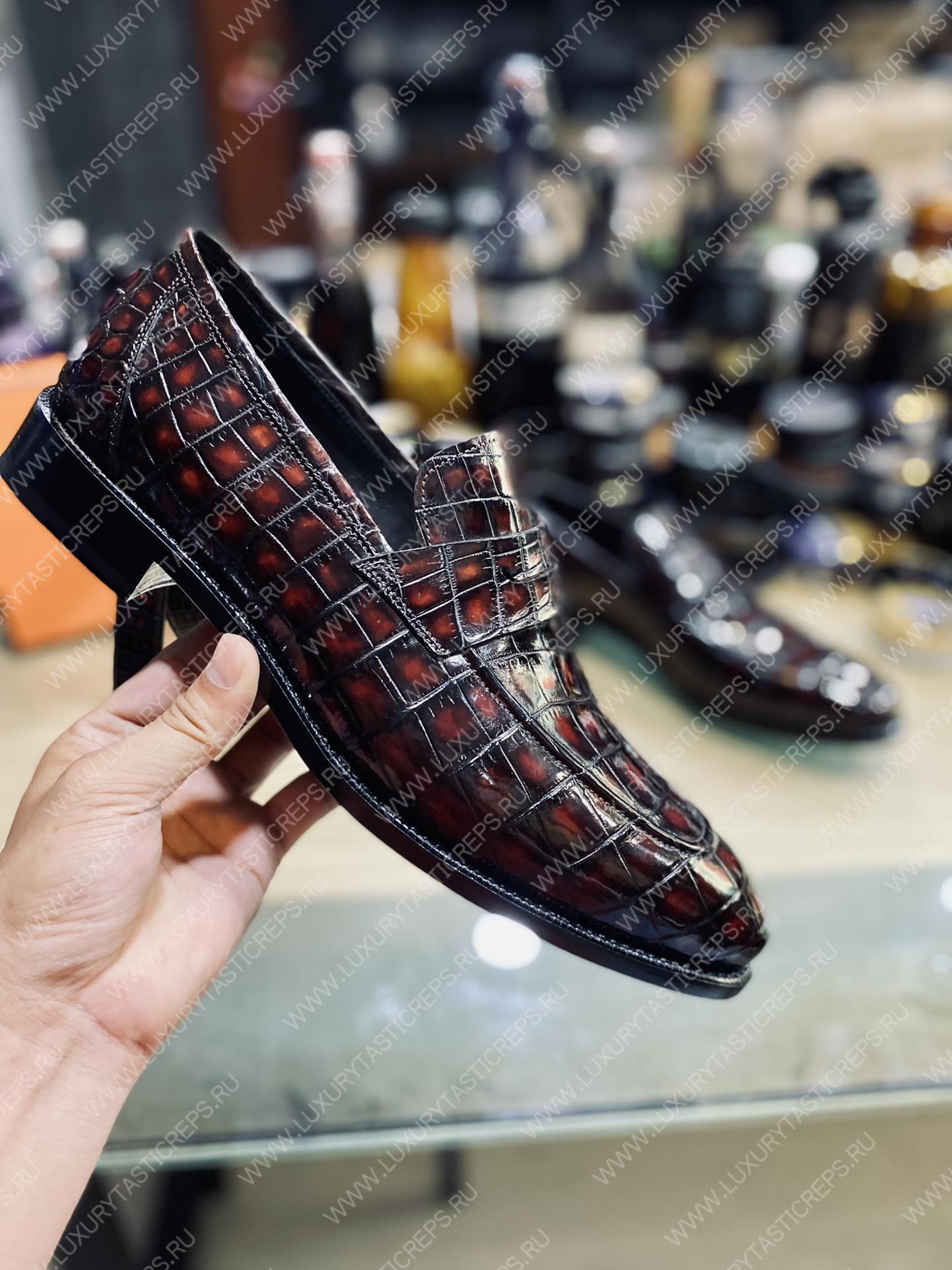 BERLUTI ALESSANDRO DEMESURE ALLIGATOR OXFORD MAROON S1412-E2