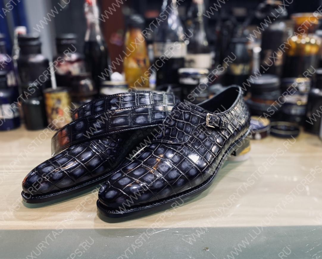 BERLUTI ALESSANDRO DEMESURE ALLIGATOR OXFORD GREY S1412-E2