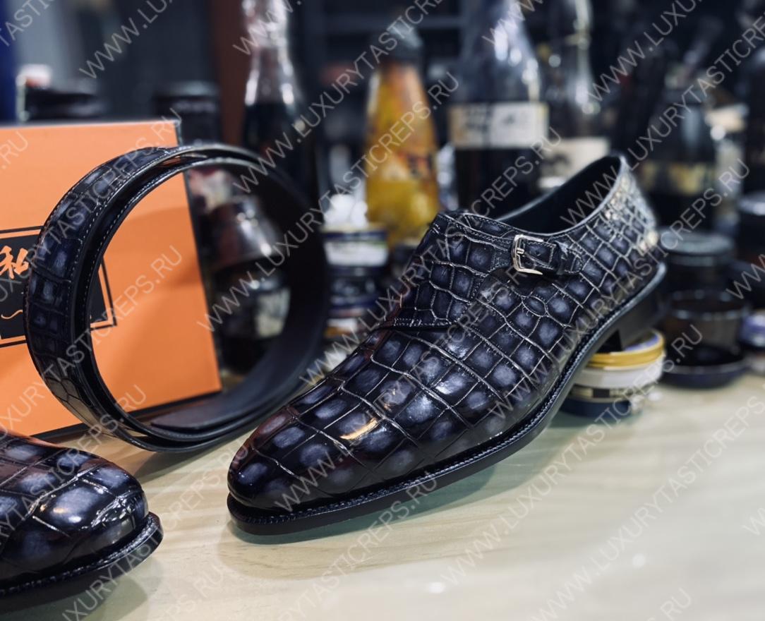 BERLUTI ALESSANDRO DEMESURE ALLIGATOR OXFORD GREY S1412-E2
