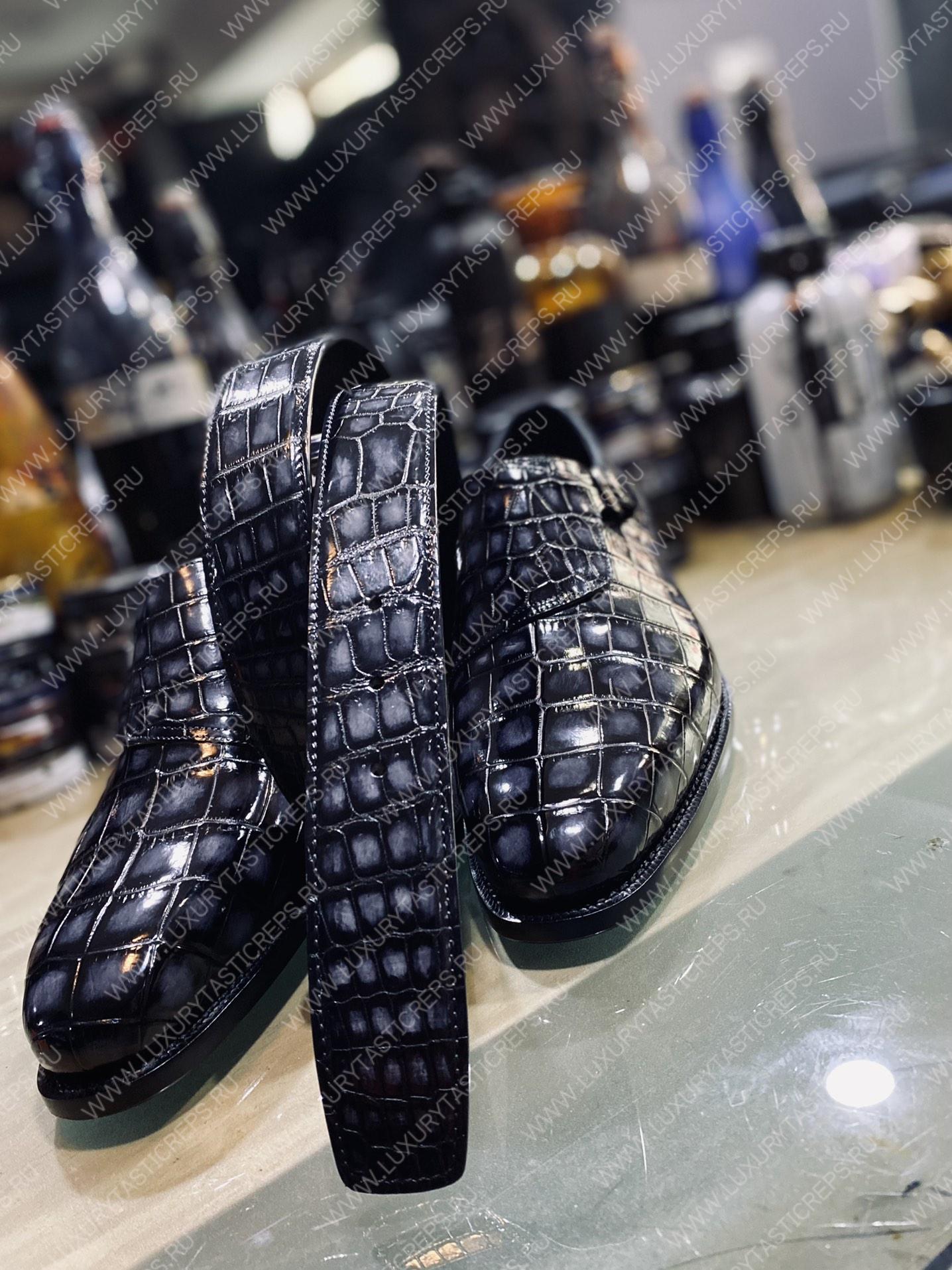 BERLUTI ALESSANDRO DEMESURE ALLIGATOR OXFORD GREY S1412-E2