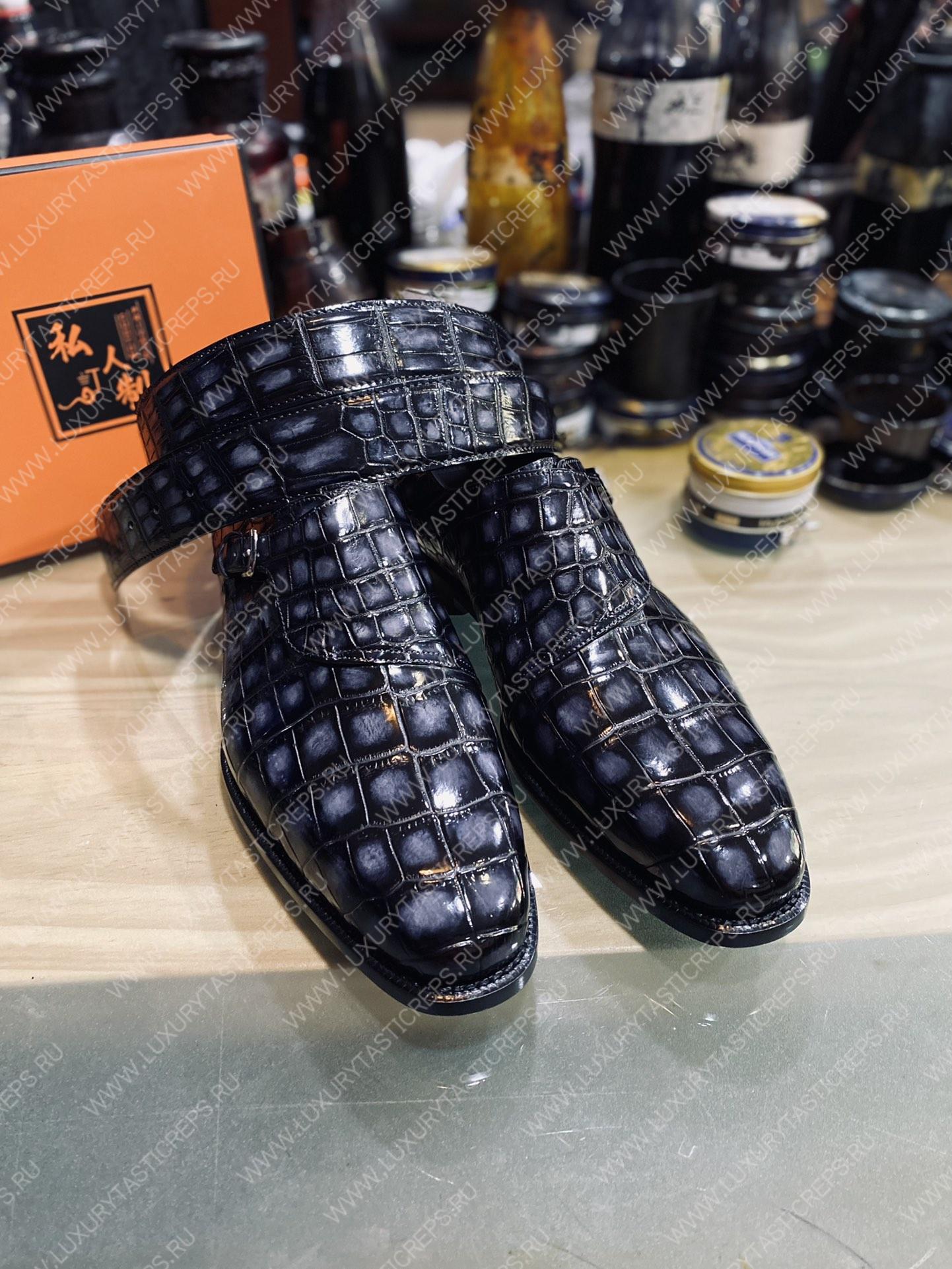 BERLUTI ALESSANDRO DEMESURE ALLIGATOR OXFORD GREY S1412-E2