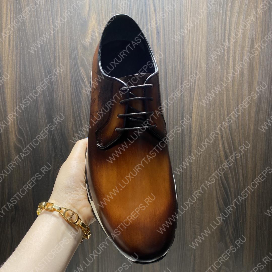 BERLUTI FAST TRACK SCRITTO SNEAKERS BROWN S3873-V1