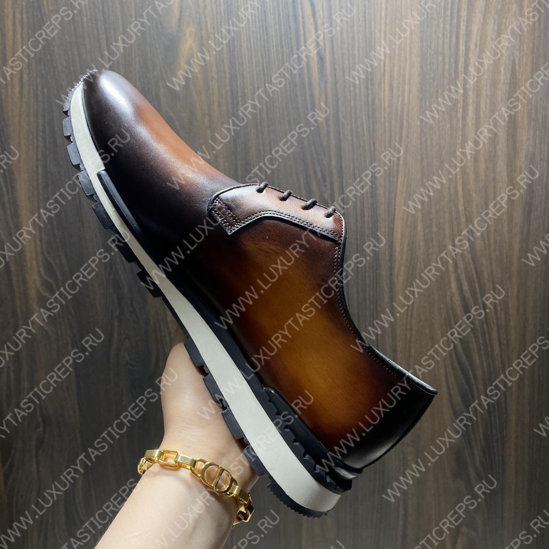 BERLUTI FAST TRACK SCRITTO SNEAKERS BROWN S3873-V1
