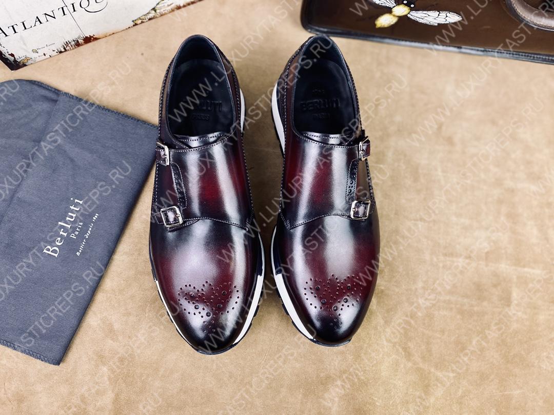 BERLUTI LEATHER SNEAKERS MAROON S4440-VX1