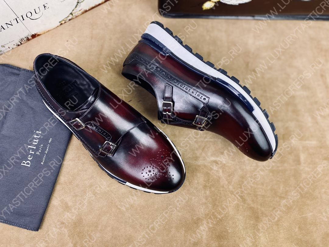 BERLUTI LEATHER SNEAKERS MAROON S4440-VX1