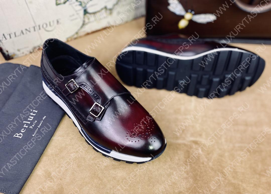 BERLUTI LEATHER SNEAKERS MAROON S4440-VX1