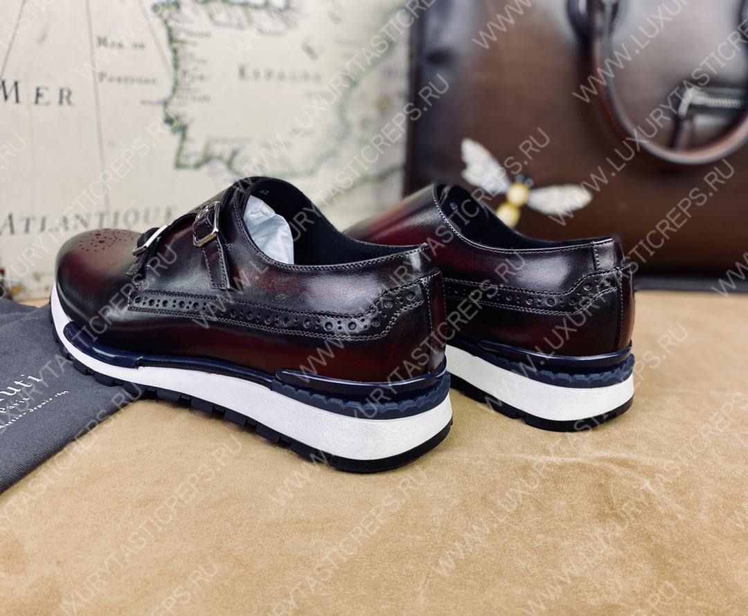 BERLUTI LEATHER SNEAKERS MAROON S4440-VX1