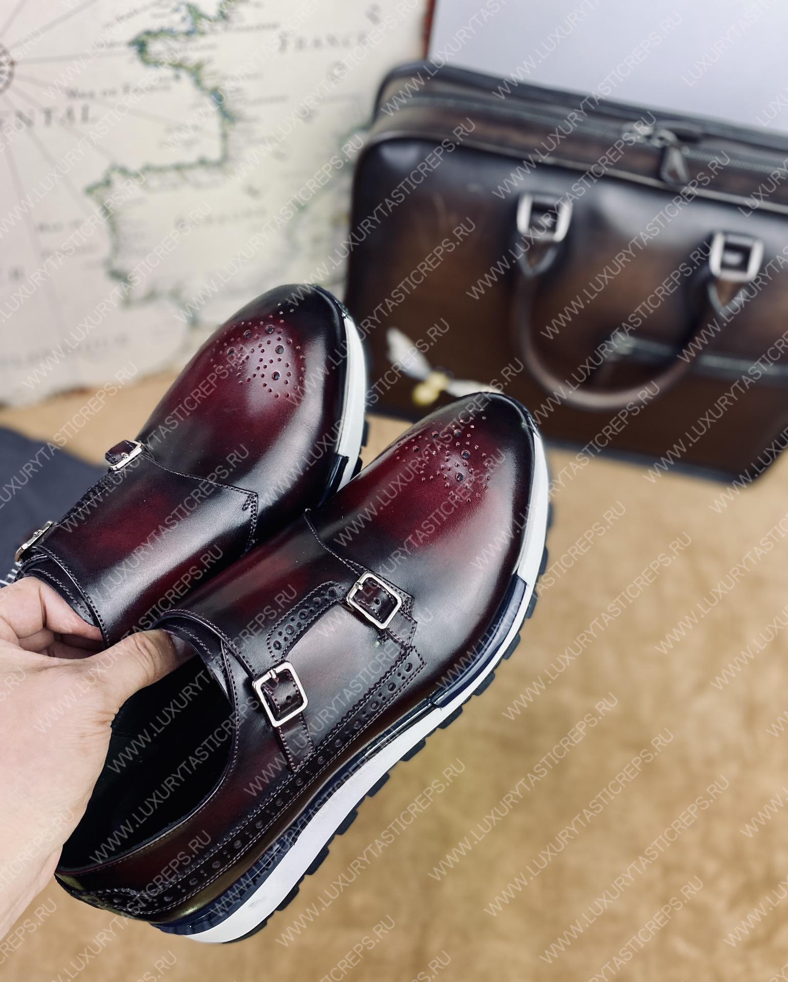 BERLUTI LEATHER SNEAKERS MAROON S4440-VX1