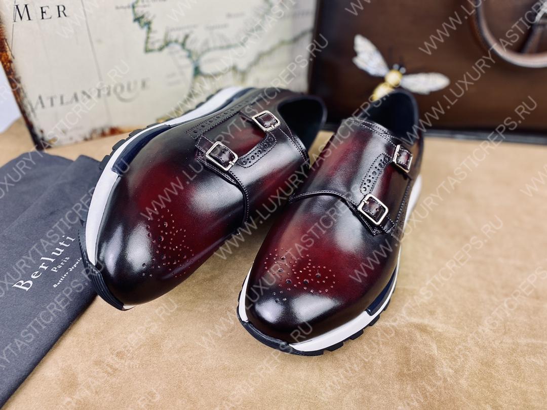 BERLUTI LEATHER SNEAKERS MAROON S4440-VX1