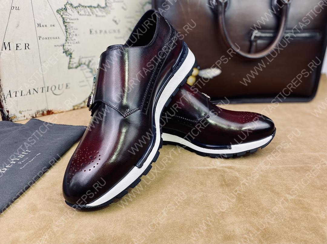 BERLUTI LEATHER SNEAKERS MAROON S4440-VX1