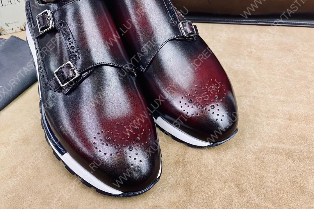 BERLUTI LEATHER SNEAKERS MAROON S4440-VX1