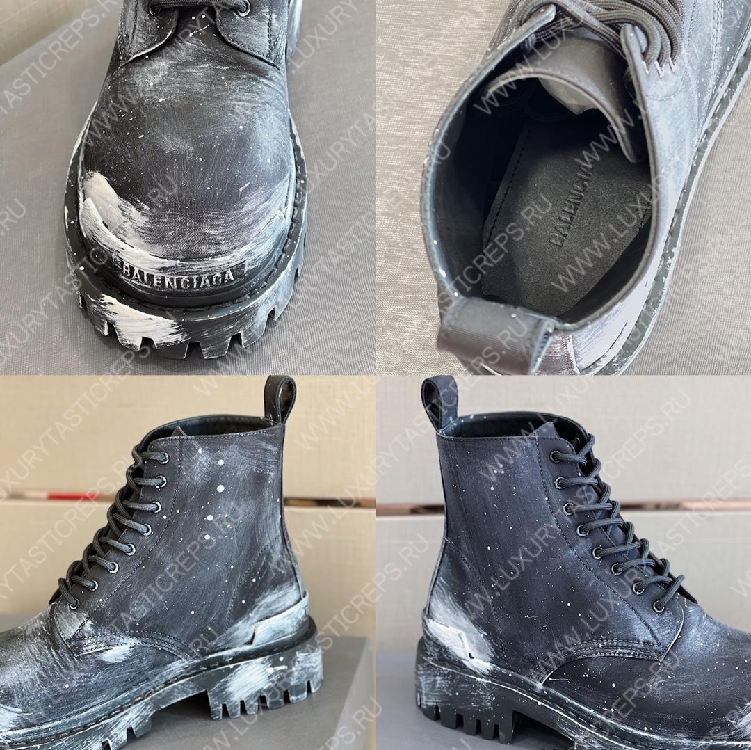 BLANECIAGA STRIKE LACE-UP BOOT BLACK 590974WA