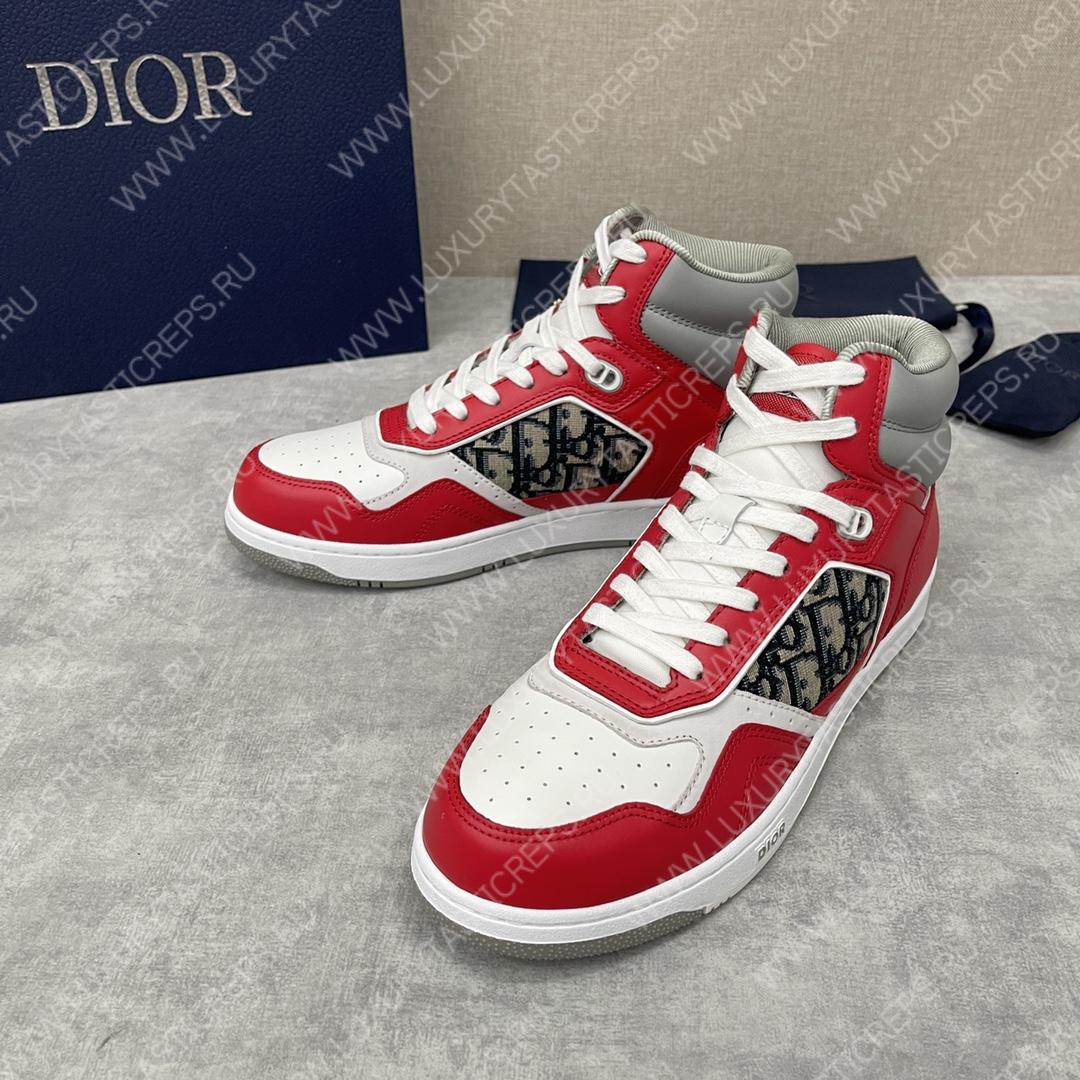 D*or b27 high-top sneaker red and white am1vi327tcch