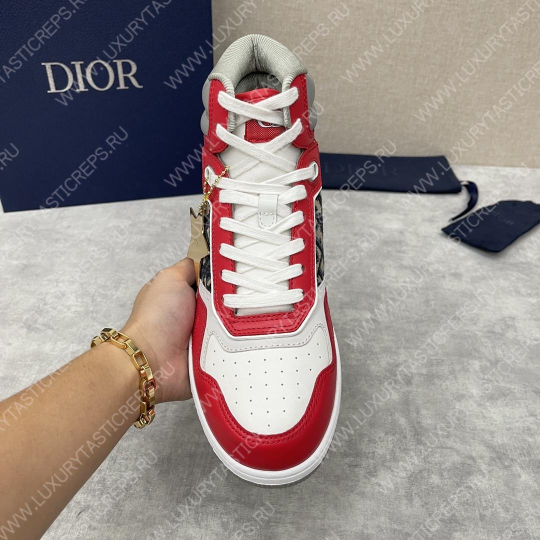 D*or b27 high-top sneaker red and white am1vi327tcch