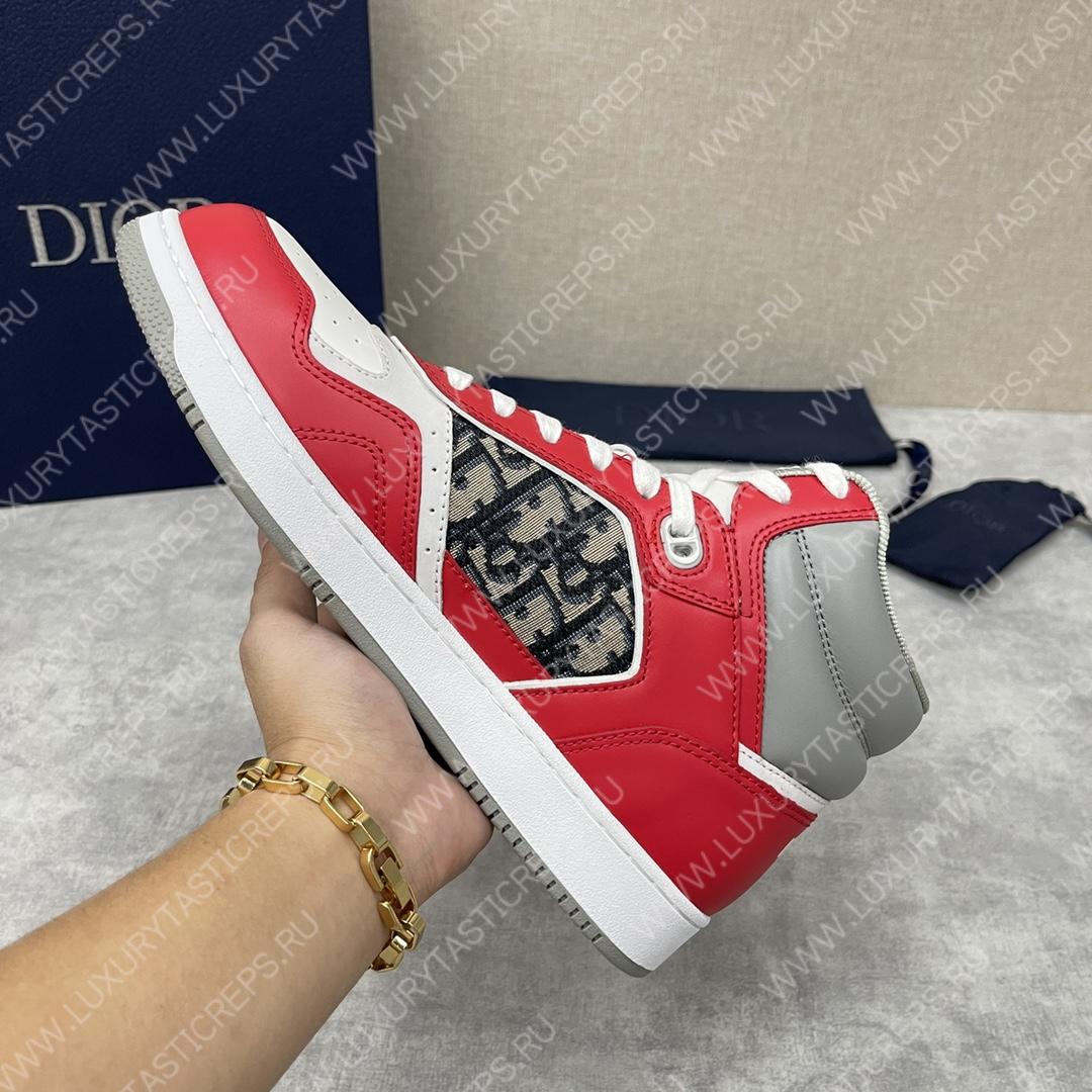 D*or b27 high-top sneaker red and white am1vi327tcch