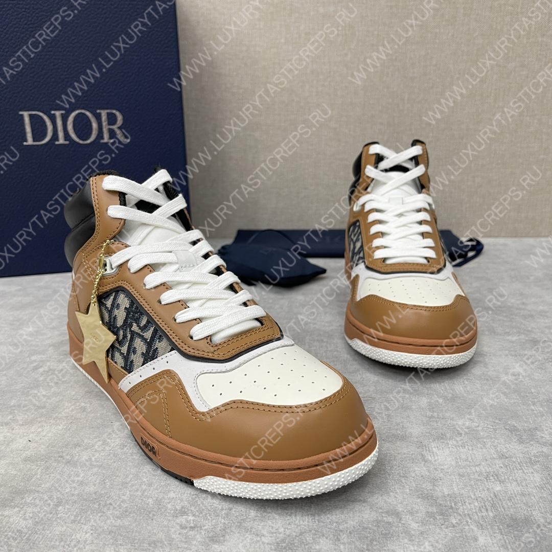 D*or b27 high-top sneaker brown and cream am1vi327tcch