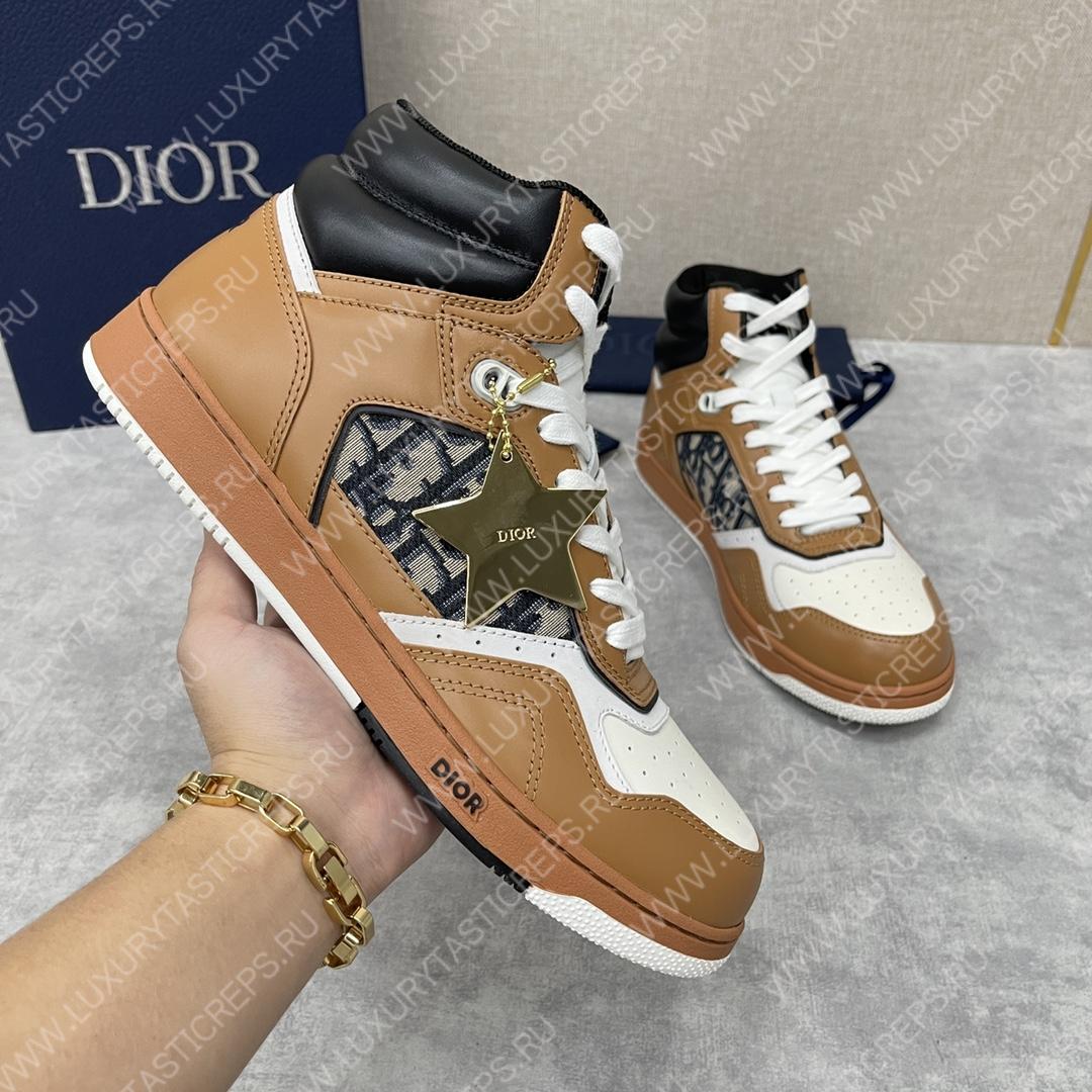 D*or b27 high-top sneaker brown and cream am1vi327tcch