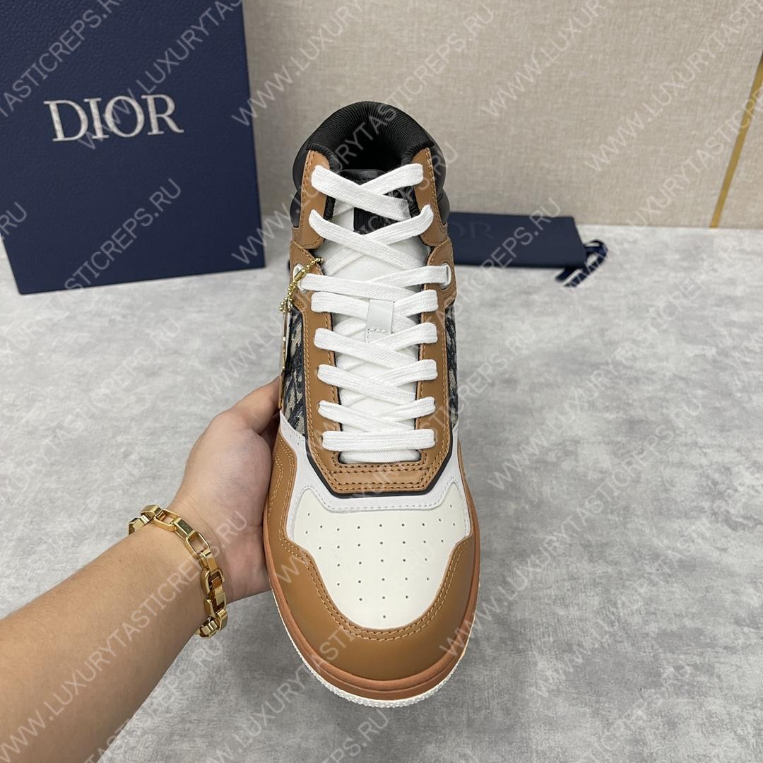 D*or b27 high-top sneaker brown and cream am1vi327tcch