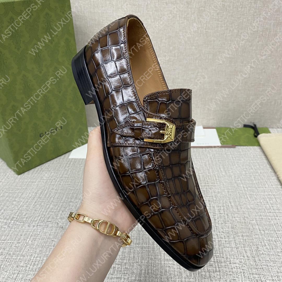 G*u*i signora monk croc strap shoes brown m60173
