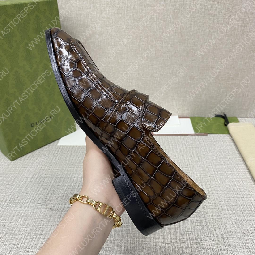 G*u*i signora monk croc strap shoes brown m60173