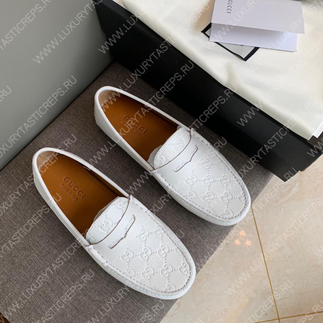 G*u*i men’s 1953 horsebit loafer with g web white 307929