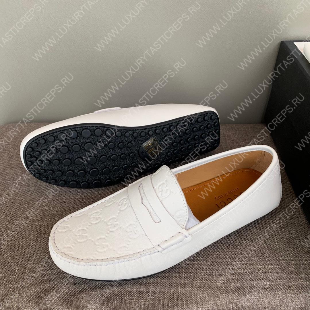 G*u*i men’s 1953 horsebit loafer with g web white 307929