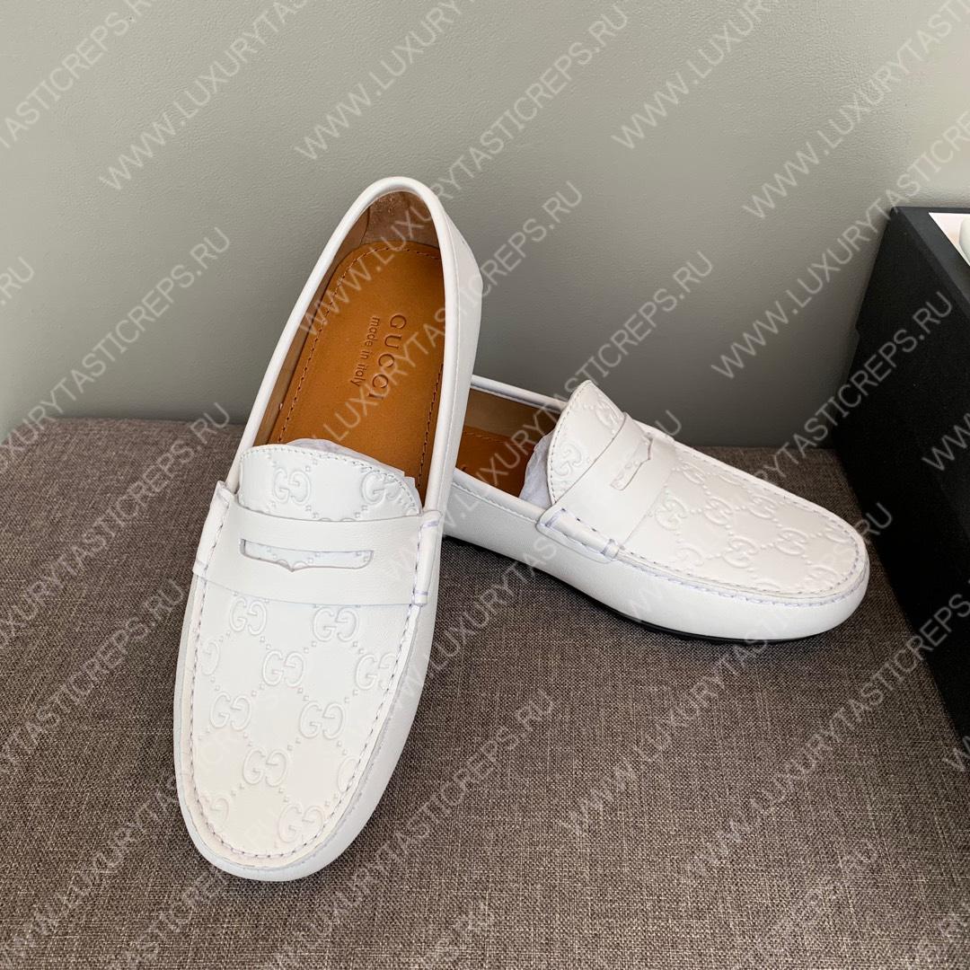 G*u*i men’s 1953 horsebit loafer with g web white 307929