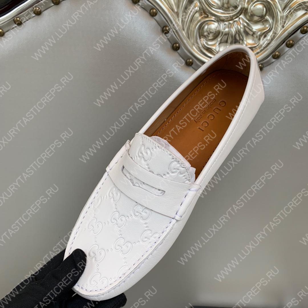 G*u*i men’s 1953 horsebit loafer with g web white 307929