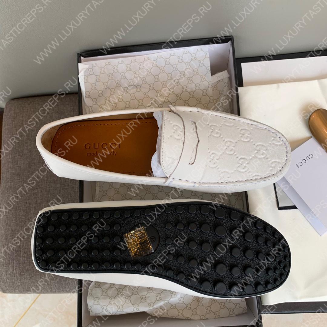 G*u*i men’s 1953 horsebit loafer with g web white 307929