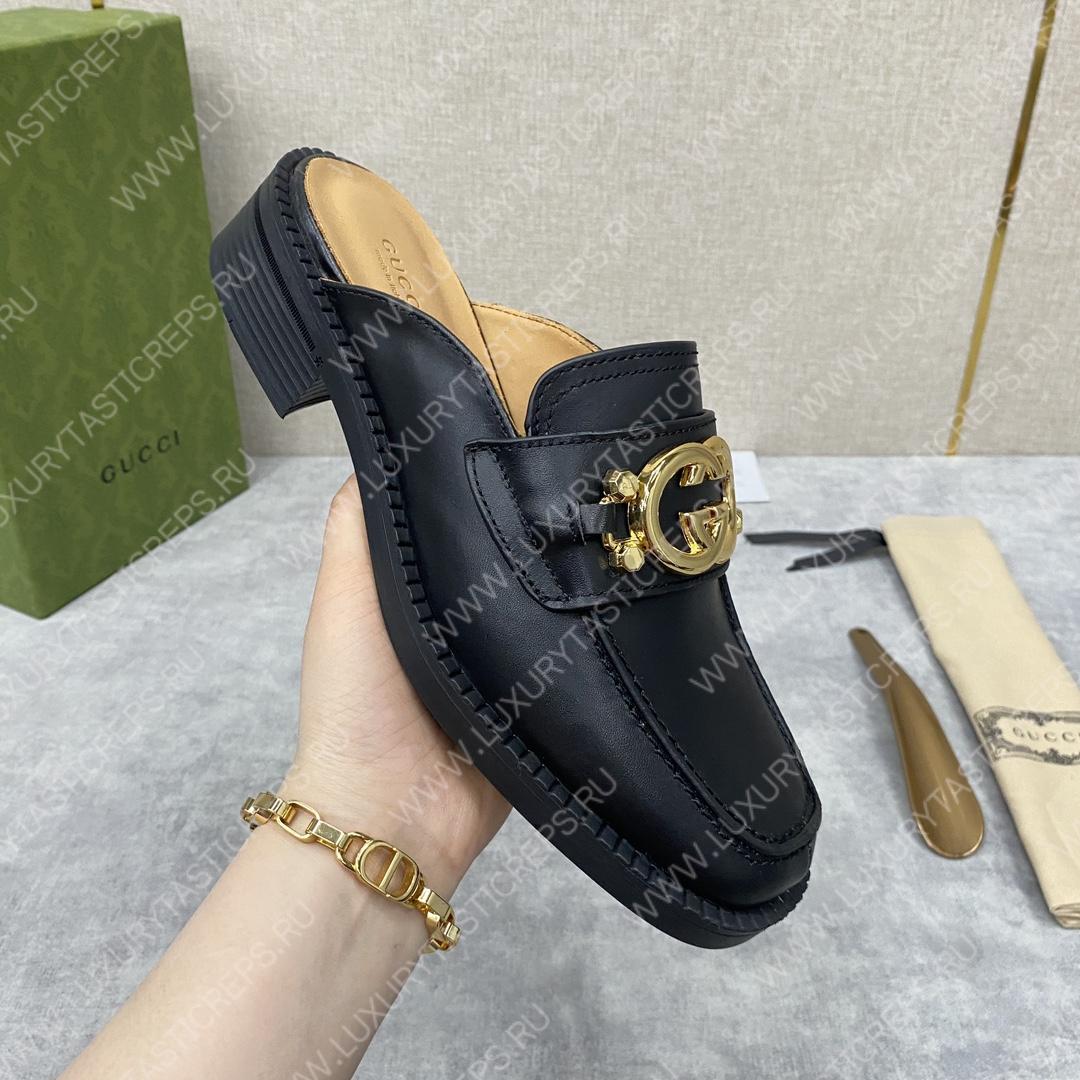 G*u*i nadeline interlocking-g mule black 723668