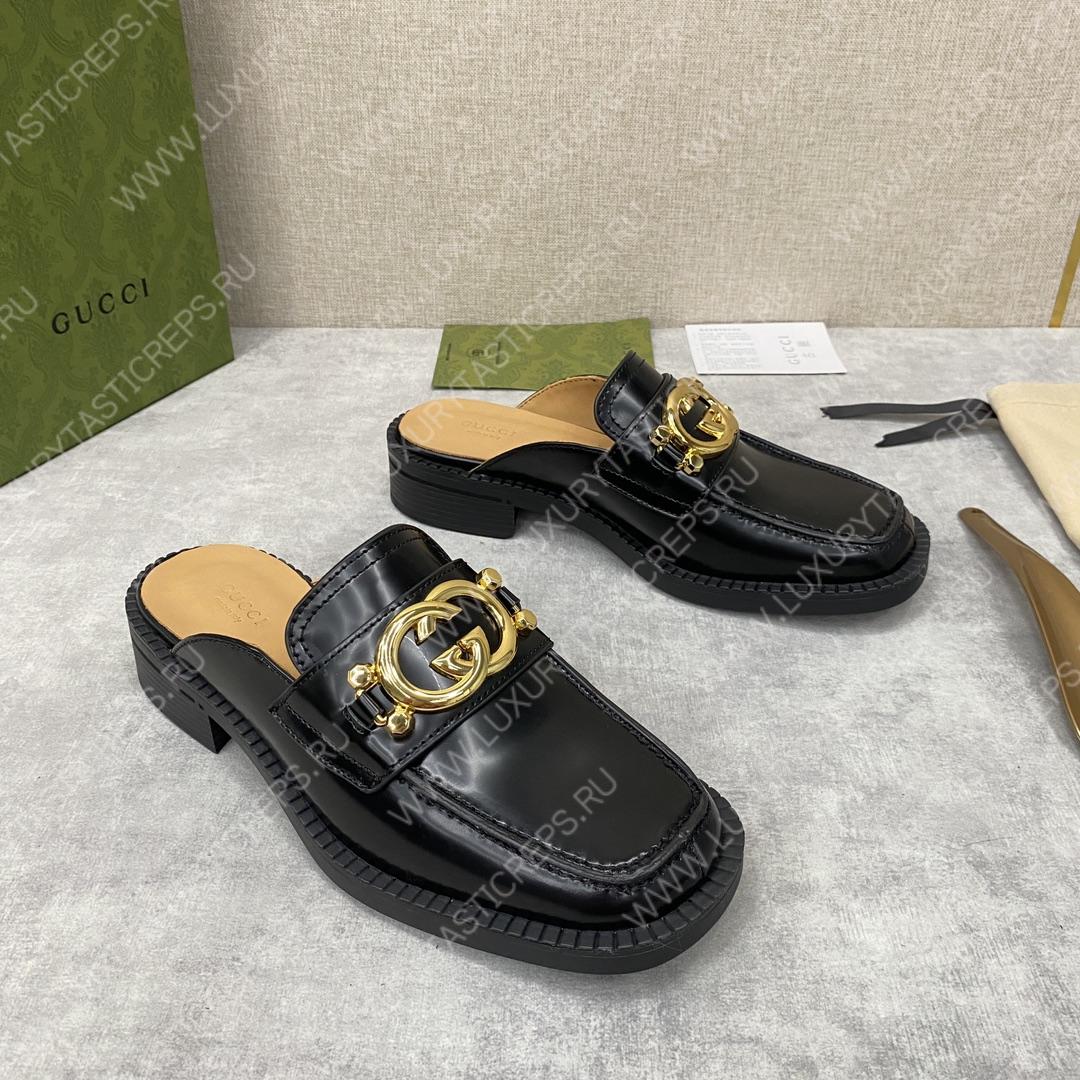 G*u*i nadeline interlocking-g mule black 723668