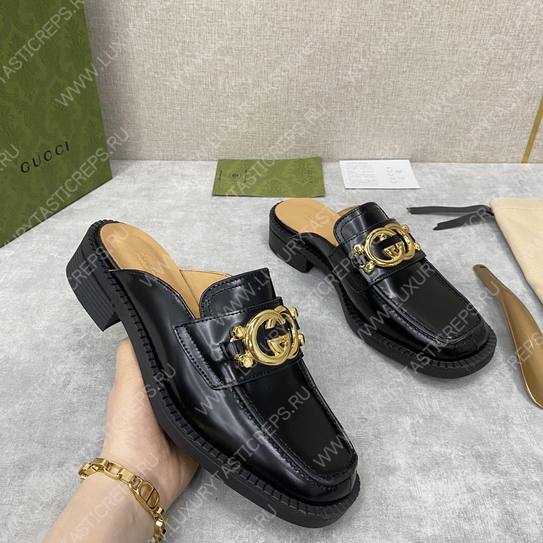 G*u*i nadeline interlocking-g mule black 723668