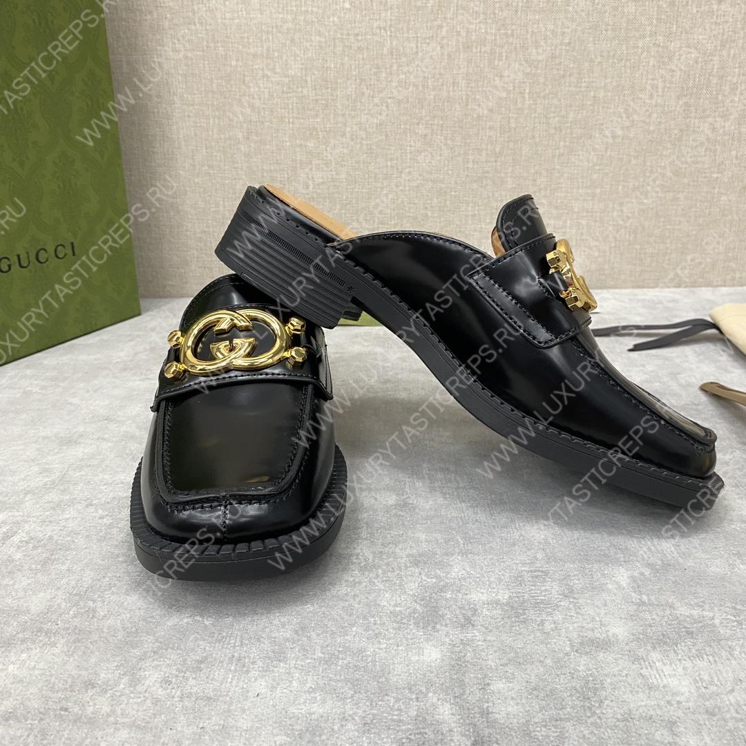 G*u*i nadeline interlocking-g mule black 723668