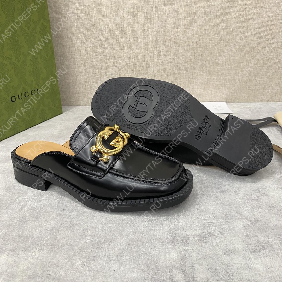 G*u*i nadeline interlocking-g mule black 723668