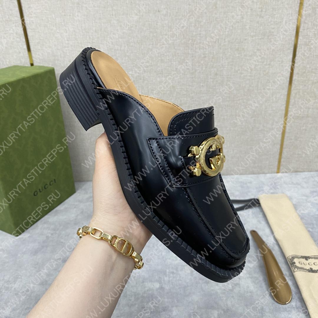 G*u*i nadeline interlocking-g mule black 723668