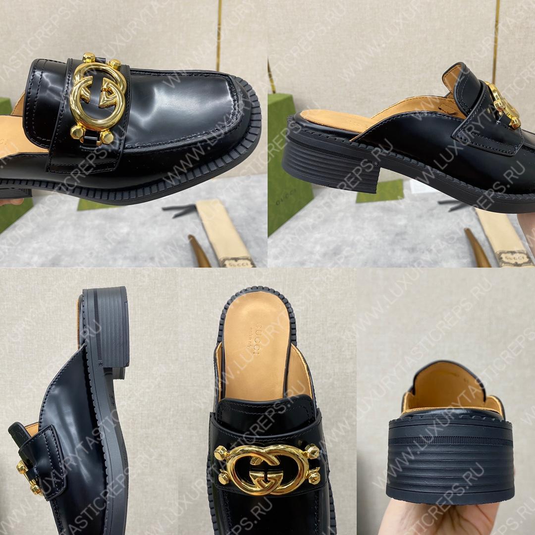 G*u*i nadeline interlocking-g mule black 723668