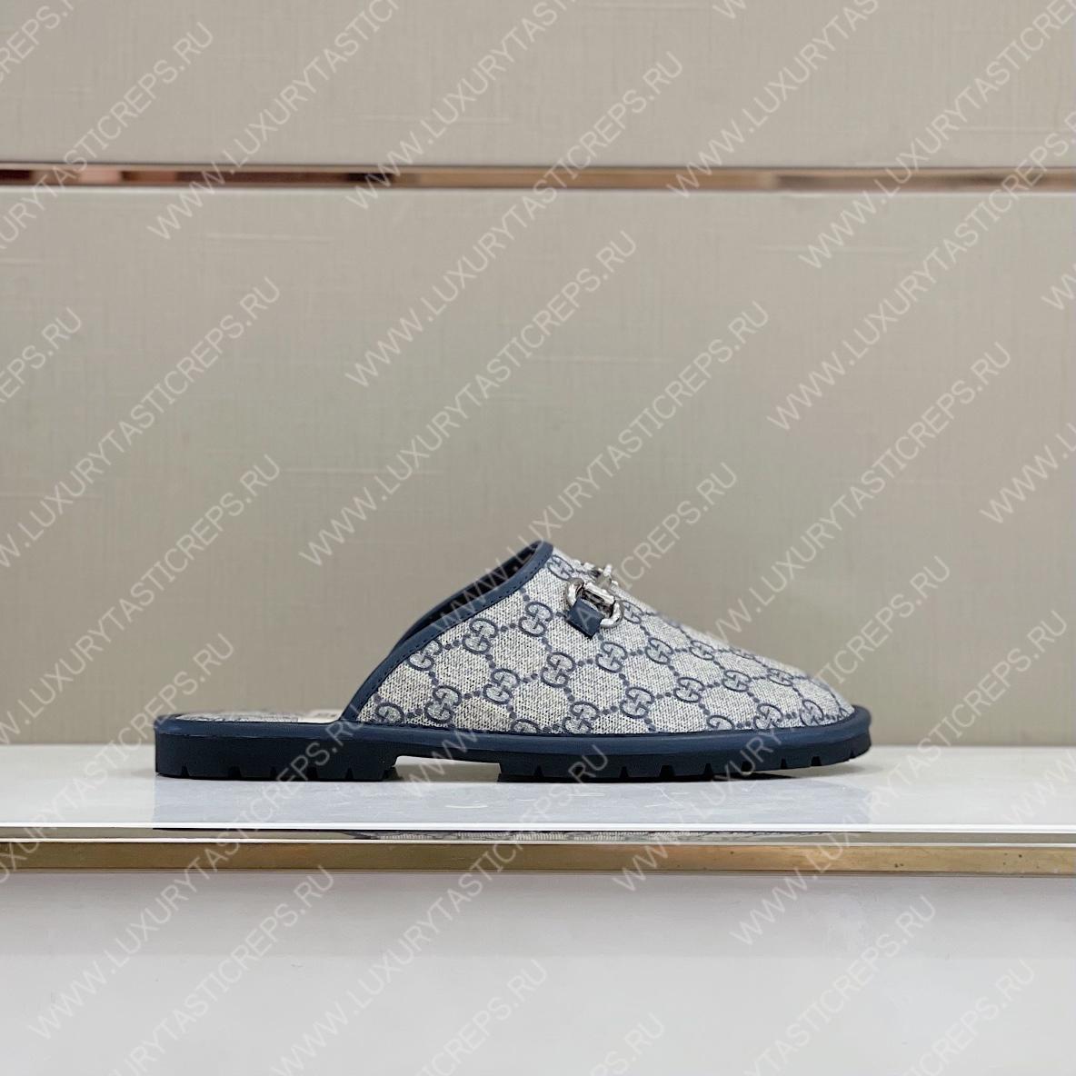 G*u*i horsebit slipper grey and navy 749908