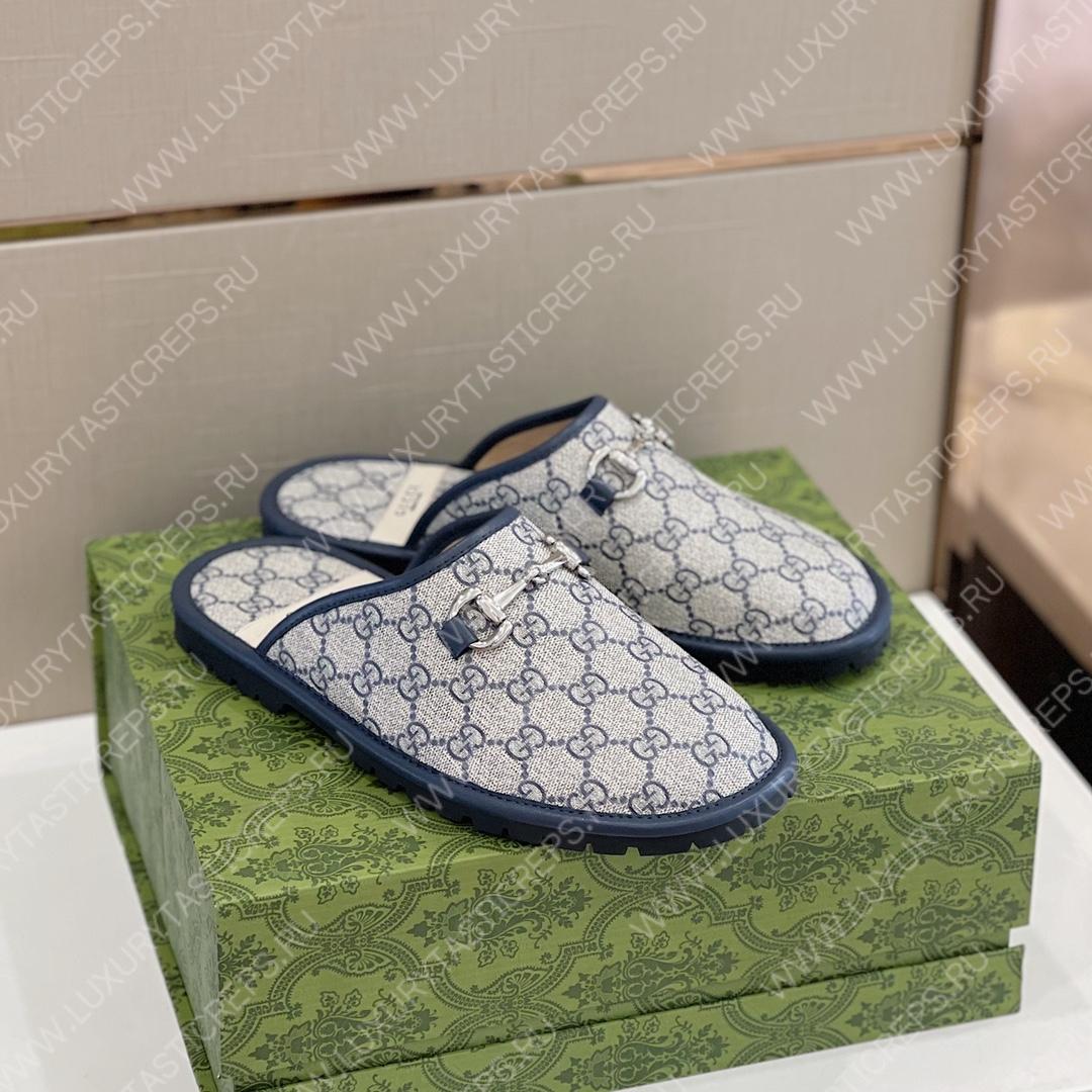 G*u*i horsebit slipper grey and navy 749908