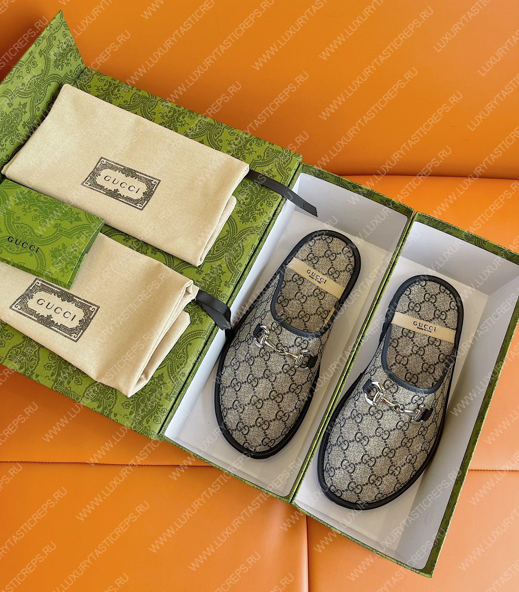 G*u*i horsebit slipper grey and navy 749908