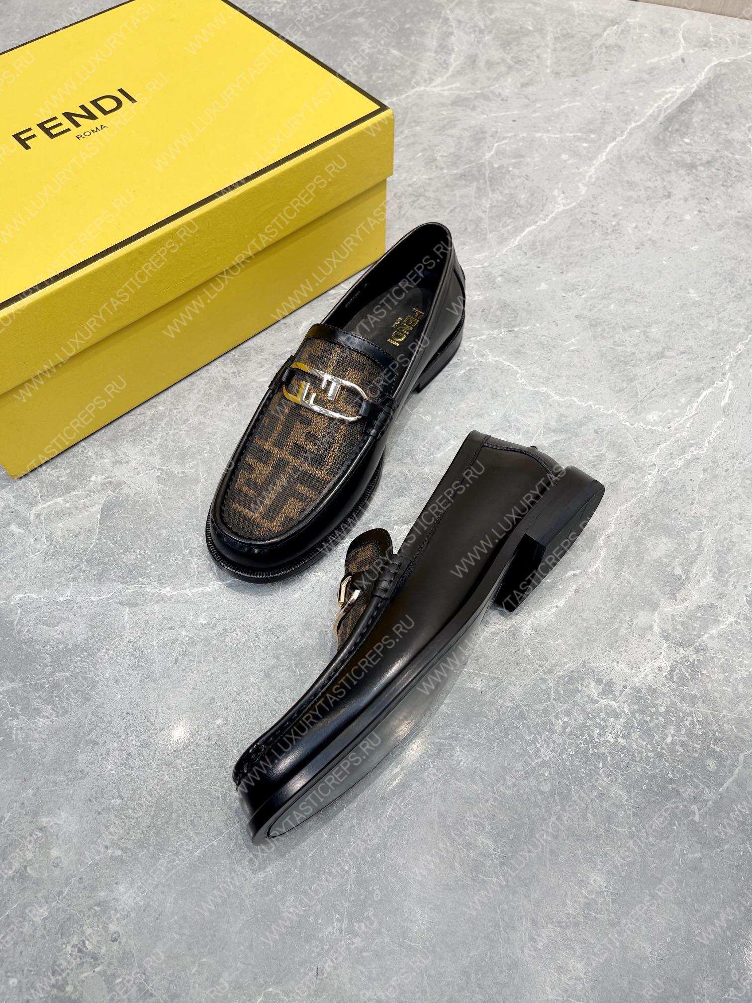F**di o’lock driving loafers black and brown 7d1561a