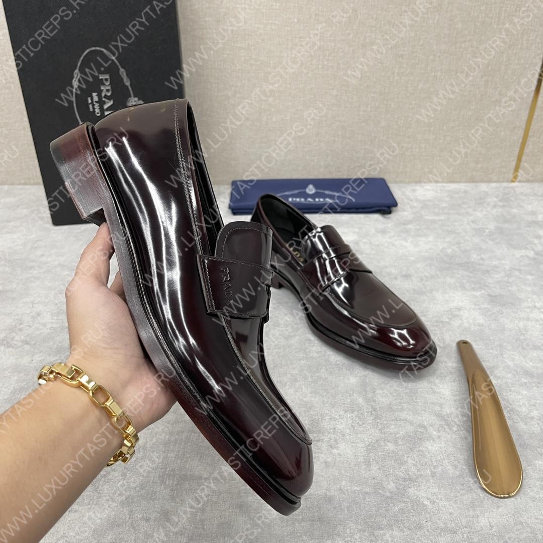 Pra*a brushed leather loafers burgundy 2db161